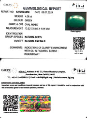4.06/CT Natural Panna Stone with Govt. Lab Certificate-1665